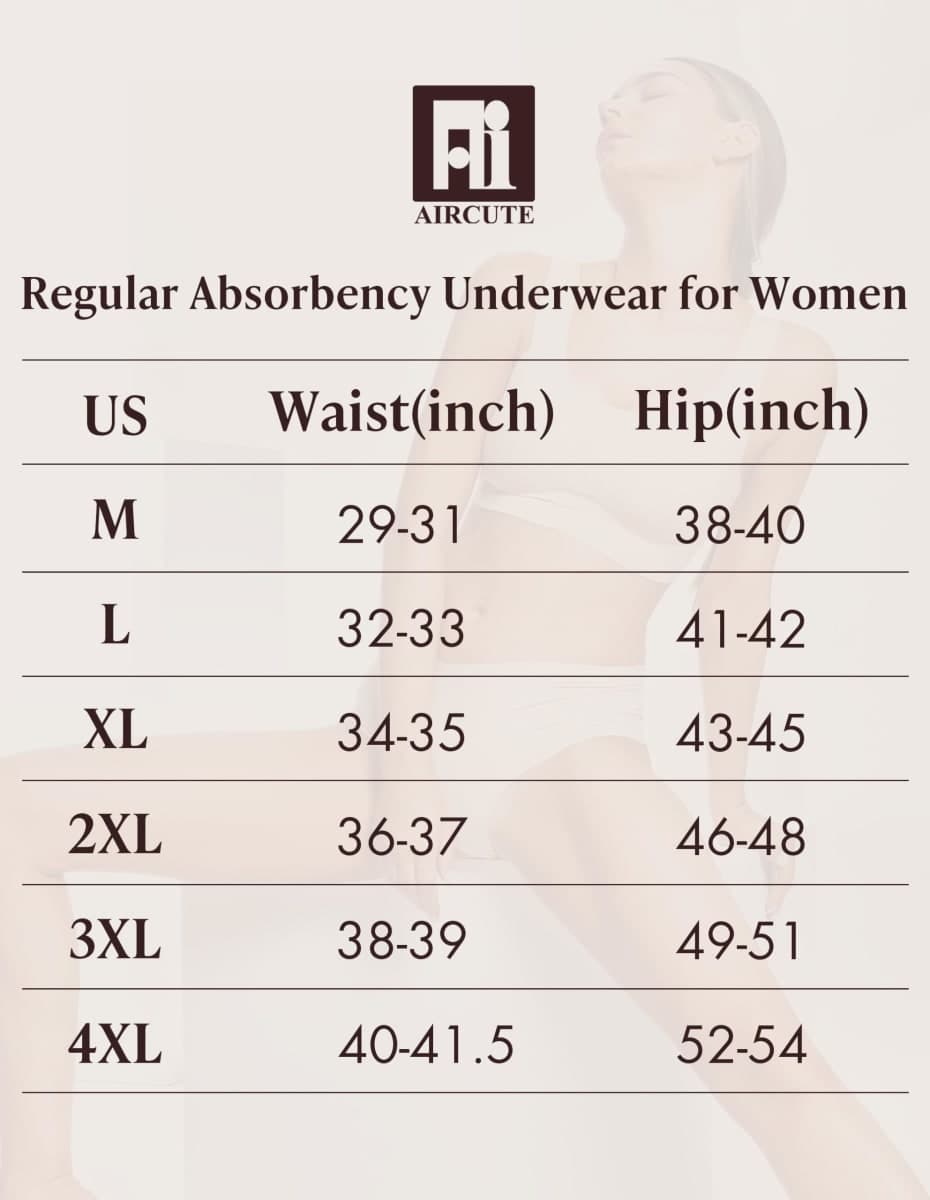 AIRCUTE Washable Urinary Incontinence Potective Underwear for Women Leak Proof Absorbent Cotton Panties 60ML 1 Pack (Beige, Medium) thumbnail 5