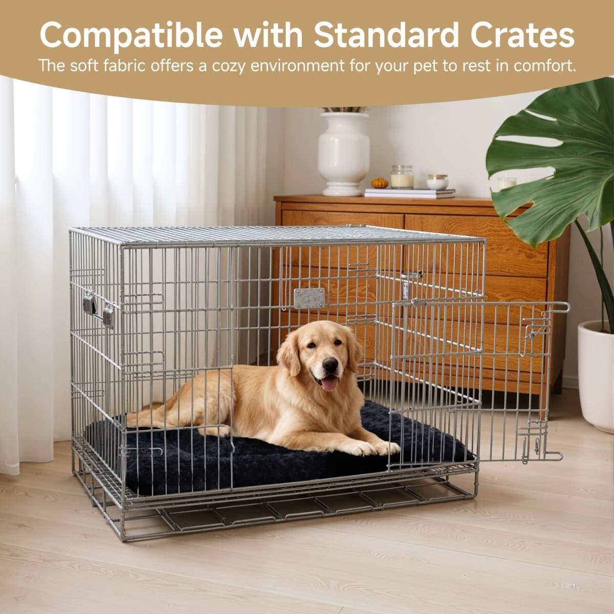 Washable Dog Bed Mat Reversible Dog Crate Pad Soft Fluffy Pet Kennel Beds Dog Sleeping Mattress for Large Jumbo Medium Small Dogs, 47 x 29 Inch, Grey thumbnail 3