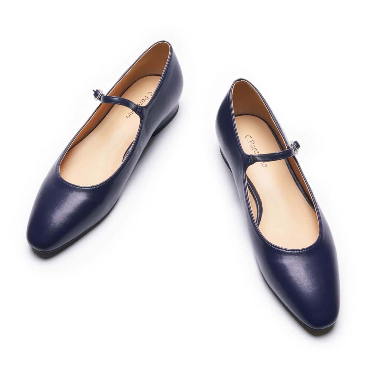 C.Paravano Mary Jane Shoes for Women | Womens Round Toe Flats | Strap Flats Shoes | Women's Flats | Mary Jane Flats | Leather Ballet Flats | Dressy Casual Work Office Party | Low Heel Dress Shoes,