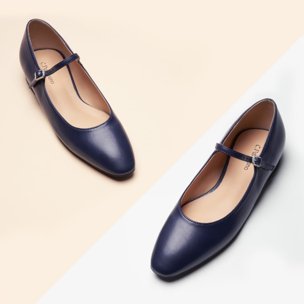 C.Paravano Mary Jane Shoes for Women | Womens Round Toe Flats | Strap Flats Shoes | Women's Flats | Mary Jane Flats | Leather Ballet Flats | Dressy Casual Work Office Party | Low Heel Dress Shoes, thumbnail 2