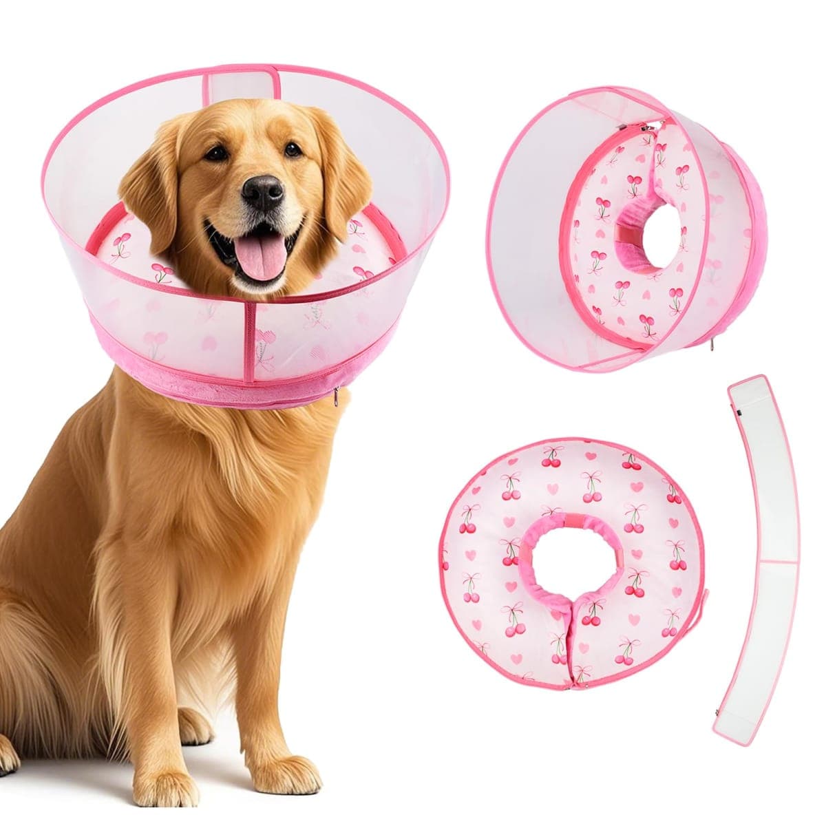 Inflatable Recovery Dog Cone Collar for Large Medium Dogs After Surgery, Soft Dog Donut Collar Adjustable Recovery Bone for Pets, Prevent from Biting & Scratching (Pink, XL) — image 1