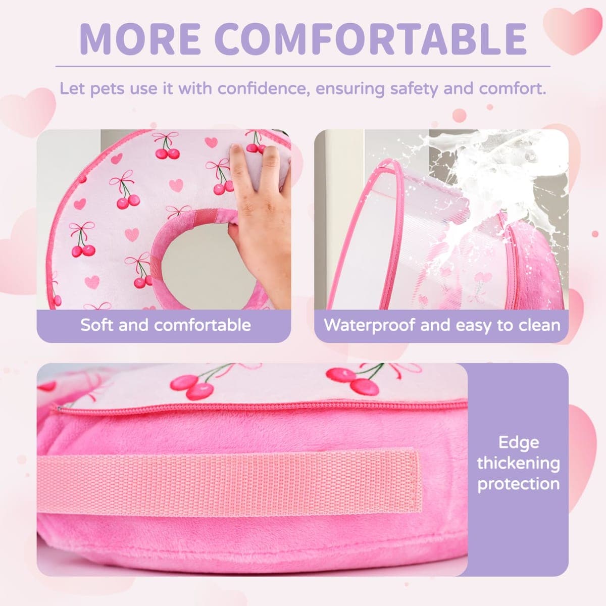Inflatable Recovery Dog Cone Collar for Large Medium Dogs After Surgery, Soft Dog Donut Collar Adjustable Recovery Bone for Pets, Prevent from Biting & Scratching (Pink, XL) thumbnail 2