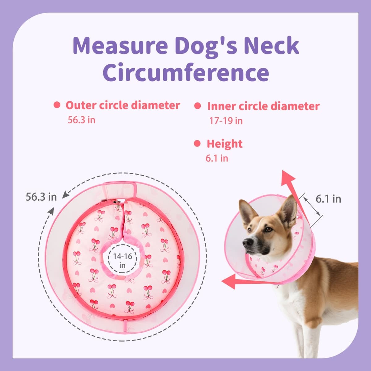 Inflatable Recovery Dog Cone Collar for Large Medium Dogs After Surgery, Soft Dog Donut Collar Adjustable Recovery Bone for Pets, Prevent from Biting & Scratching (Pink, XL) thumbnail 5