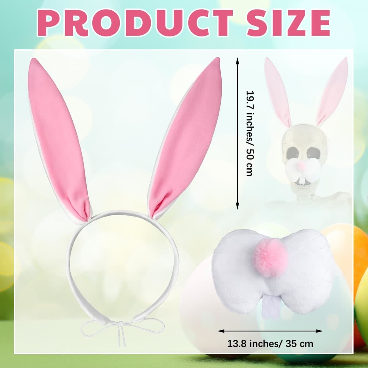 Mepase 2 Pcs Groundbreaker Skeleton Accessories Giant Sized Skeleton Costume Set Easter Bunny Nose Cover with Pink Bunny Headband Set for Easter Bunny Cosplay Skeleton Decor Home Yard Garden Decor thumbnail 2