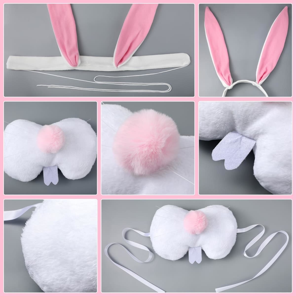 Mepase 2 Pcs Groundbreaker Skeleton Accessories Giant Sized Skeleton Costume Set Easter Bunny Nose Cover with Pink Bunny Headband Set for Easter Bunny Cosplay Skeleton Decor Home Yard Garden Decor thumbnail 3