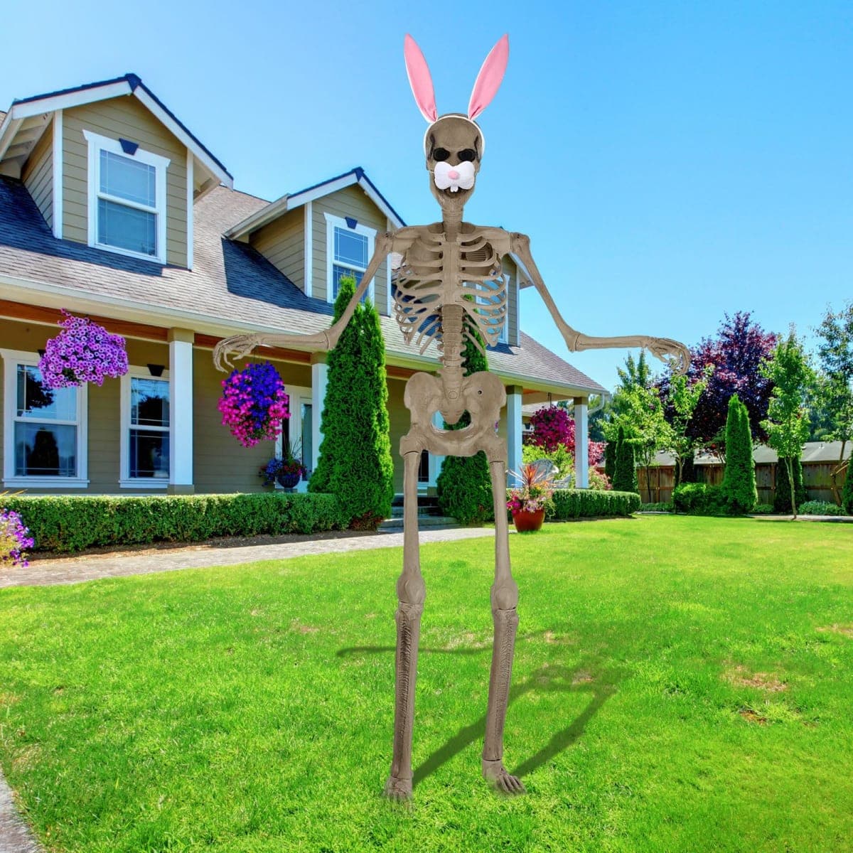 Mepase 2 Pcs Groundbreaker Skeleton Accessories Giant Sized Skeleton Costume Set Easter Bunny Nose Cover with Pink Bunny Headband Set for Easter Bunny Cosplay Skeleton Decor Home Yard Garden Decor thumbnail 4