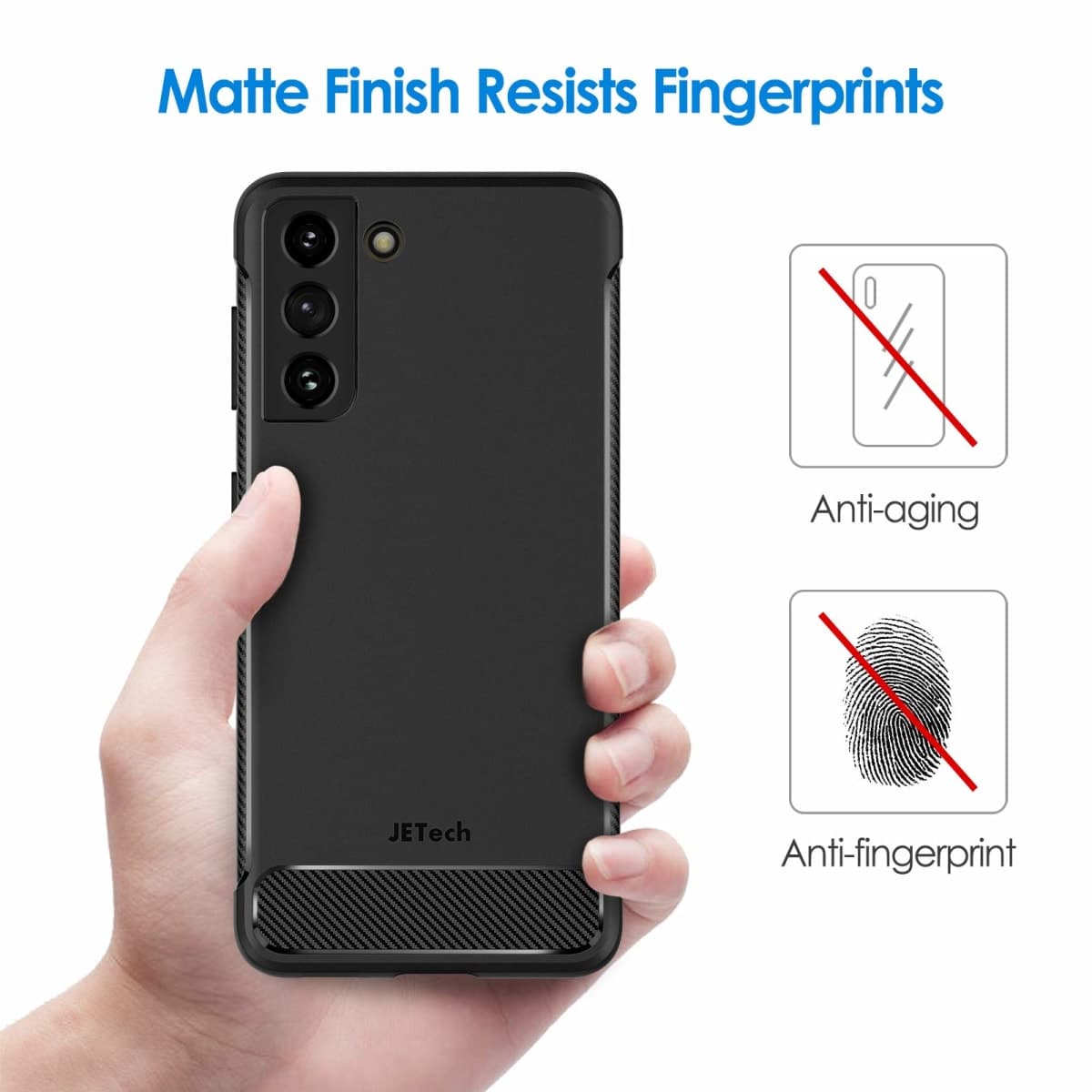 JETech Slim Fit Case for Samsung Galaxy S21 5G 6.2-Inch, Thin Phone Cover with Shock-Absorption and Carbon Fiber Design (Black) thumbnail 4