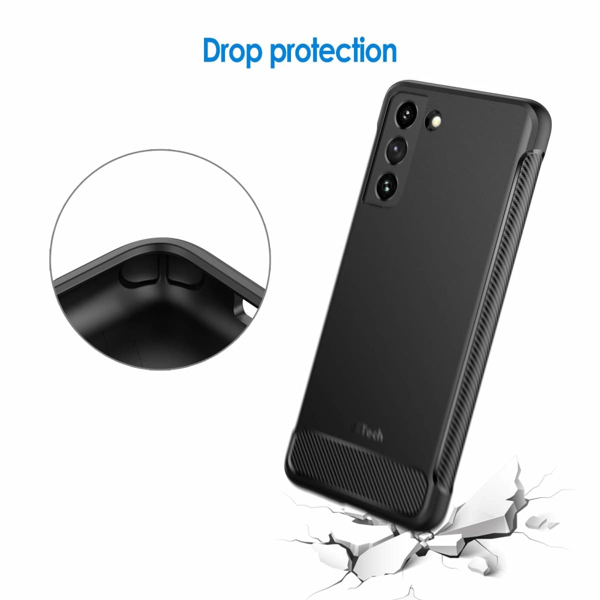 JETech Slim Fit Case for Samsung Galaxy S21 5G 6.2-Inch, Thin Phone Cover with Shock-Absorption and Carbon Fiber Design (Black) thumbnail 5