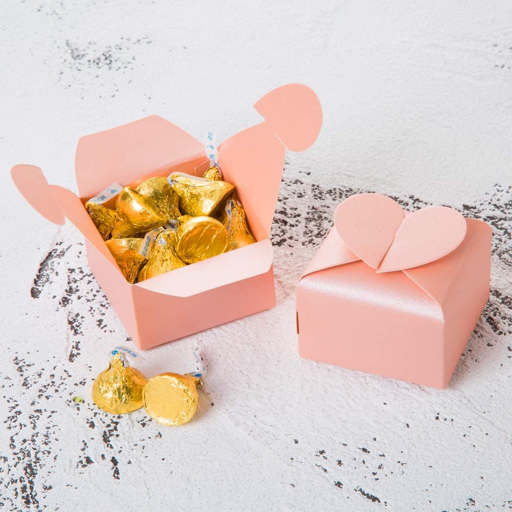 AWELL Pink Favor Box Bulk 2.5x2x2.5 inches with Heart Bow Party Favor BoxPinkPack of 50 thumbnail 4