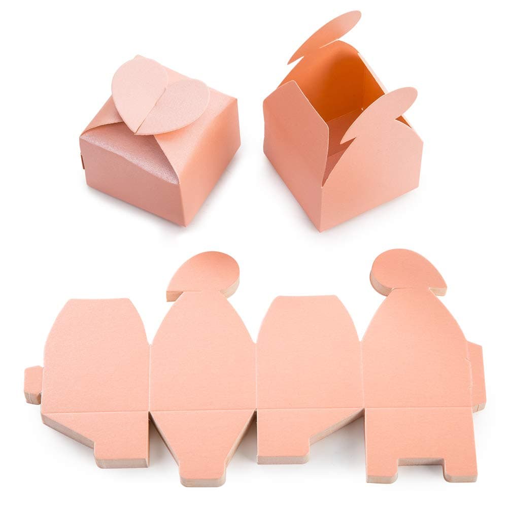 AWELL Pink Favor Box Bulk 2.5x2x2.5 inches with Heart Bow Party Favor BoxPinkPack of 50 thumbnail 5