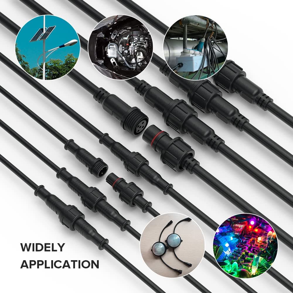 5 Pin Electrical Connector 24AWG IP65 Male Female Connector 7.87in/20cm Extension Cable for Car,Truck,Boat,Indoor/Outdoor LED Strip Lights/String 15mm Nut Small Size thumbnail 3