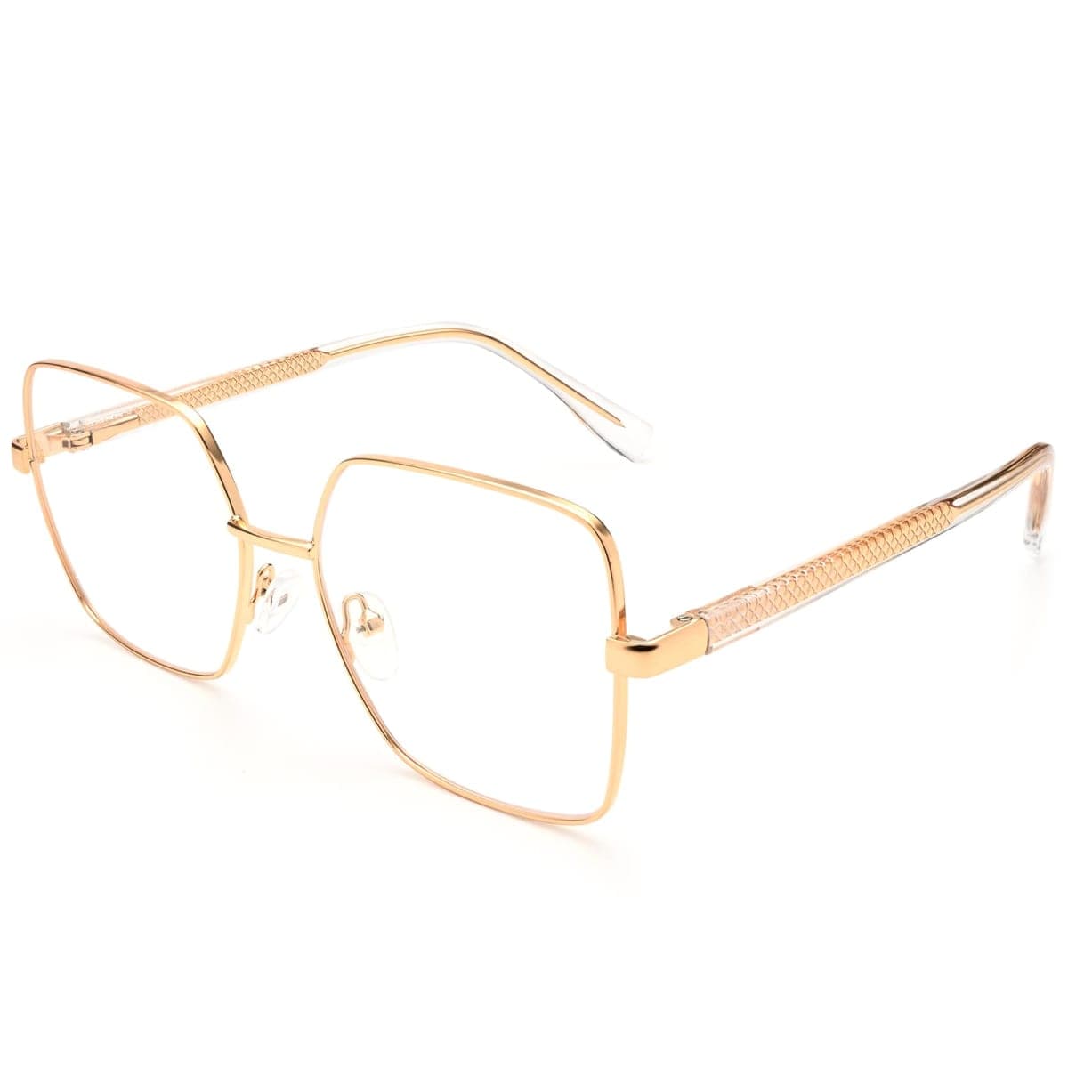 Dollger Oversized Square Blue Light Blocking Glasses for Women Men Trendy Big Large Metal Frame Anti Bluelight Blocker Glasses for Computer Screen Use Gold