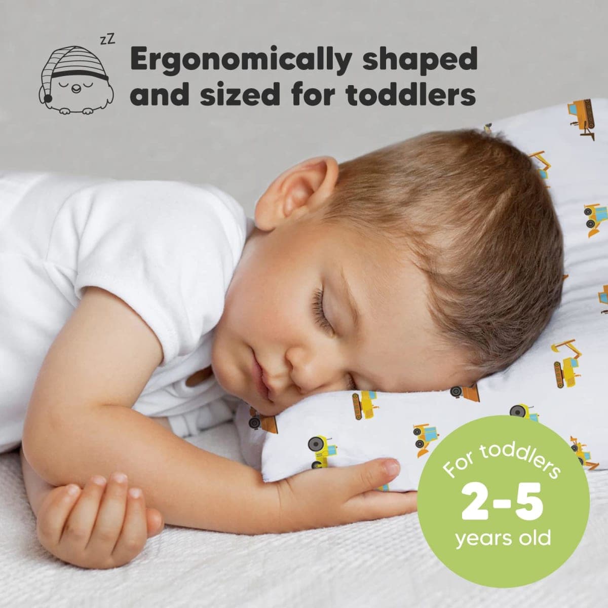 Toddler Pillow with Pillowcase - 13x18 My Little Dreamy Kids Travel Bed Pillows for Sleeping, Organic Cotton Small Pillowcase, Soft & Breathable, Machine Washable, Toddlers 2-5 Years Old (DinoDood) thumbnail 2