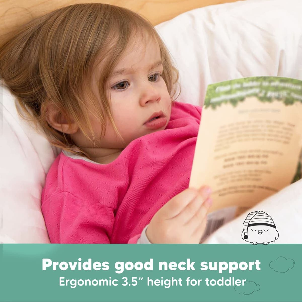 Toddler Pillow with Pillowcase - 13x18 My Little Dreamy Kids Travel Bed Pillows for Sleeping, Organic Cotton Small Pillowcase, Soft & Breathable, Machine Washable, Toddlers 2-5 Years Old (DinoDood) thumbnail 5