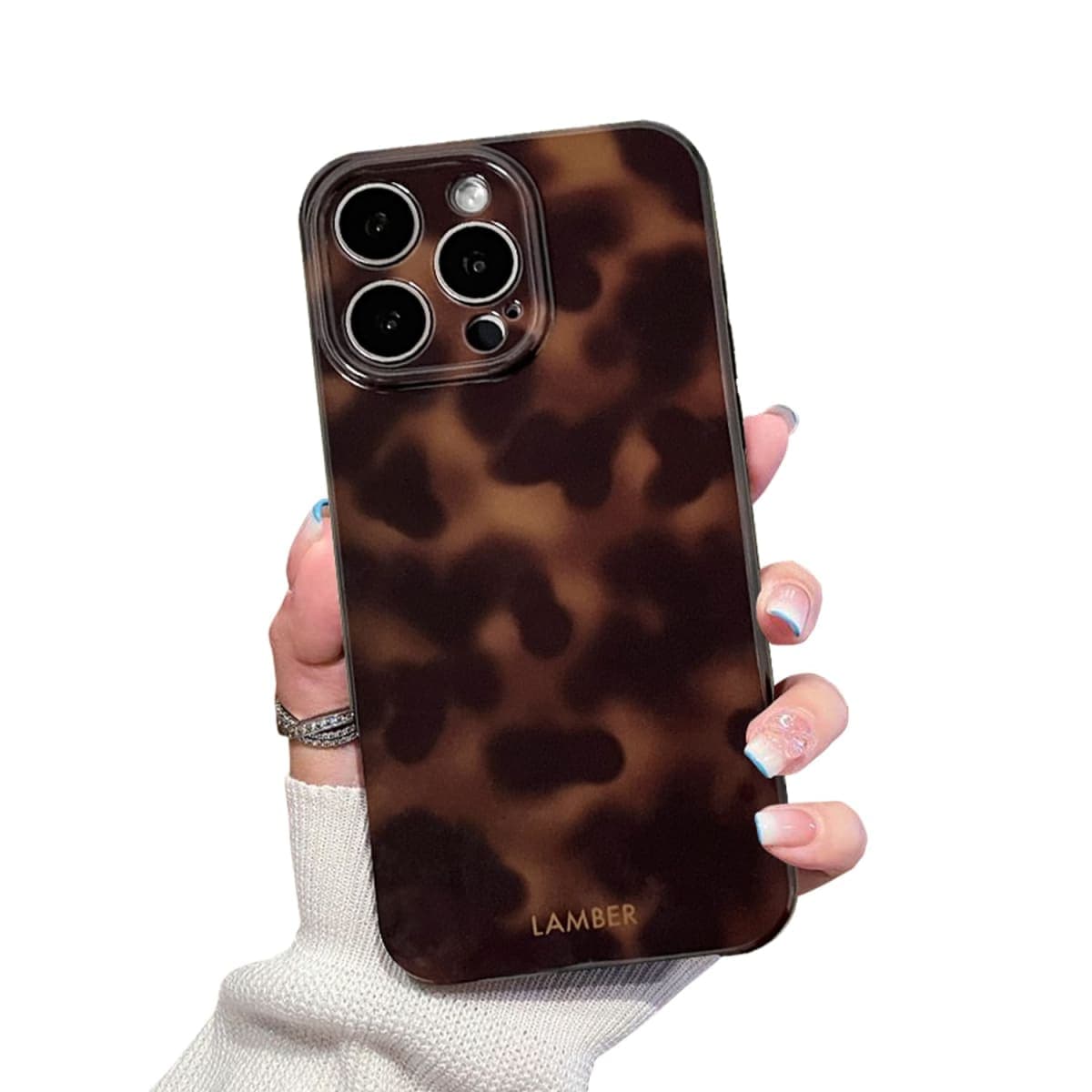 XQAGU Cute Phone Case for iPhone 15 Pro Max Case Amber Leopard Full Camera Protective Slim Shockproof Aesthetic Phone Case-Brown Amber — image 1