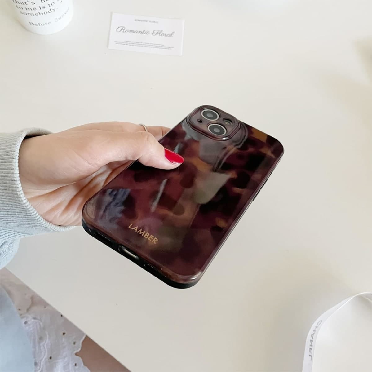 XQAGU Cute Phone Case for iPhone 15 Pro Max Case Amber Leopard Full Camera Protective Slim Shockproof Aesthetic Phone Case-Brown Amber thumbnail 5