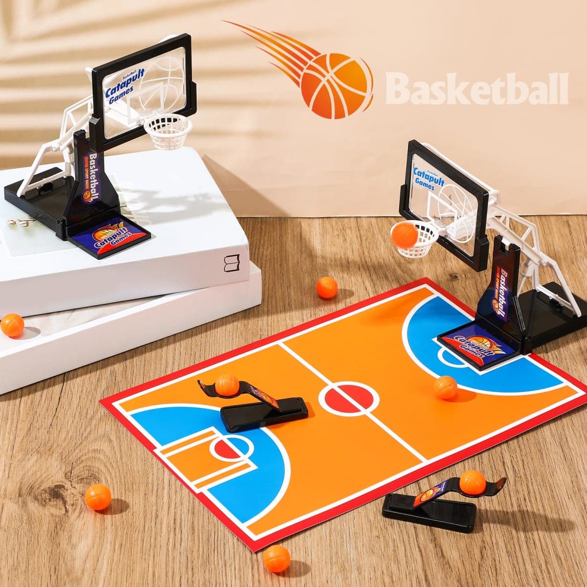 VioraWhite 8 Pack Basketball Game Toys Tabletop Basketball Shooting Game Mini Desktop Basket Ball Gift Desk for Adults Office Relax Reduce Stress Prizes Party Favors Birthday Gift(Black) thumbnail 4