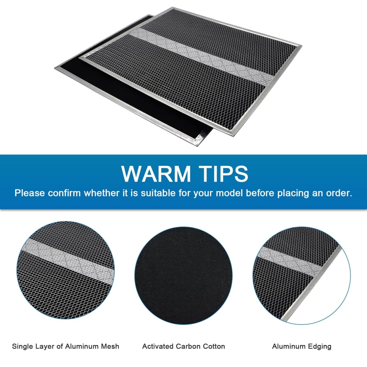 4 Pack HPF30 Range Hood Non-Ducted Charcoal Filter Compatible with Broan Range Hood Filter S97020466 Type XC with Clips，14.6" X 12.9" thumbnail 3