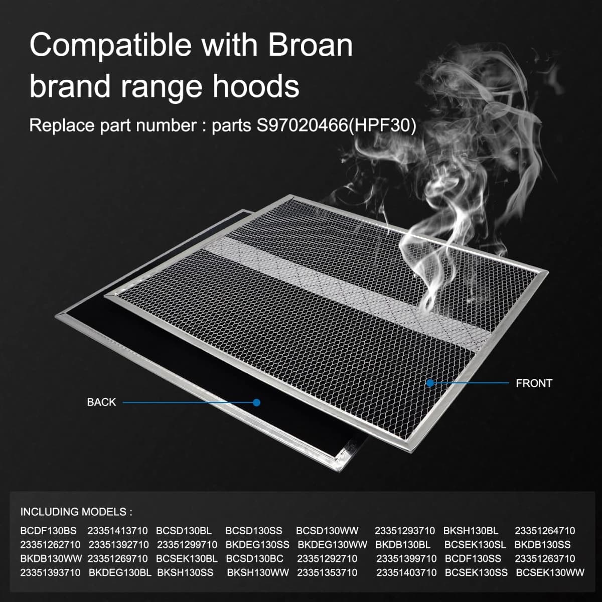 4 Pack HPF30 Range Hood Non-Ducted Charcoal Filter Compatible with Broan Range Hood Filter S97020466 Type XC with Clips，14.6" X 12.9" thumbnail 4