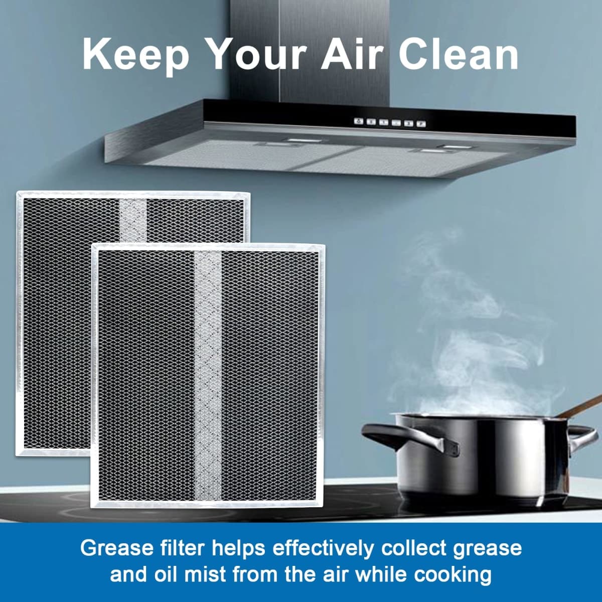4 Pack HPF30 Range Hood Non-Ducted Charcoal Filter Compatible with Broan Range Hood Filter S97020466 Type XC with Clips，14.6" X 12.9" thumbnail 5