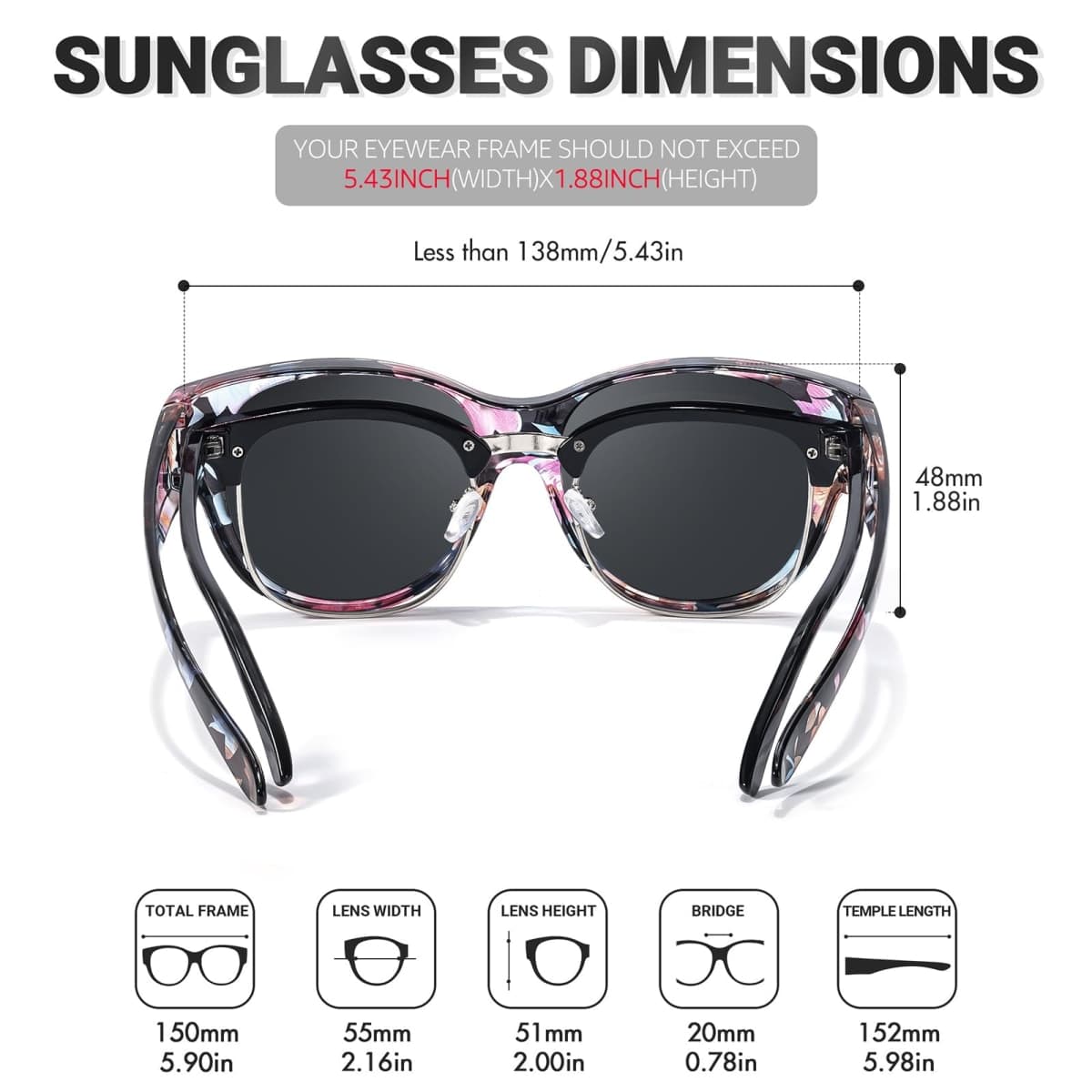 TJUTR Fit Over Glasses Sunglasses for Women, Polarized Oversized Sun Glasses with UV400 Protection thumbnail 5