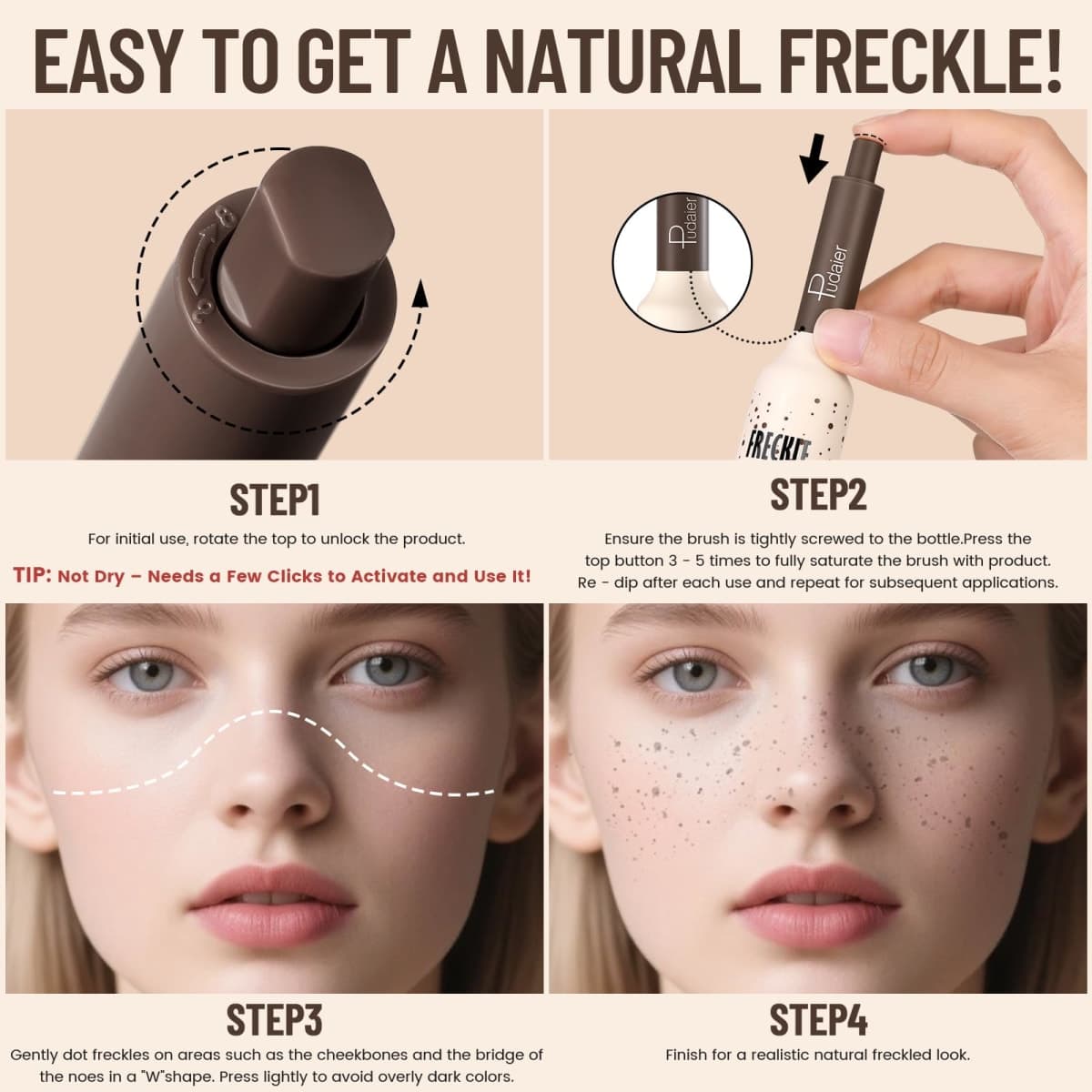 Freckle Stamp - Waterproof Faux Freckle Pen, Natural-Looking Lifelike Freckle Makeup (#3-Coffee) thumbnail 5