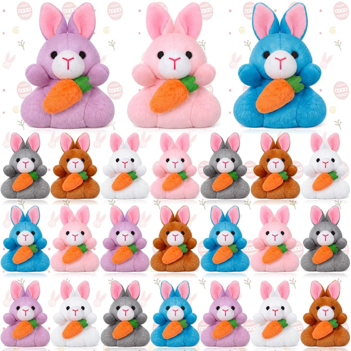 Blueweenly 18pcs Pcs Easter Bunny Plush Bulk Mini Bunnies Stuffed Animals Small Plush Rabbit Mini Keychains Easter Basket Stuffers Spring Egg Gifts for Prizes Goodie Bag Fillers Party Favors