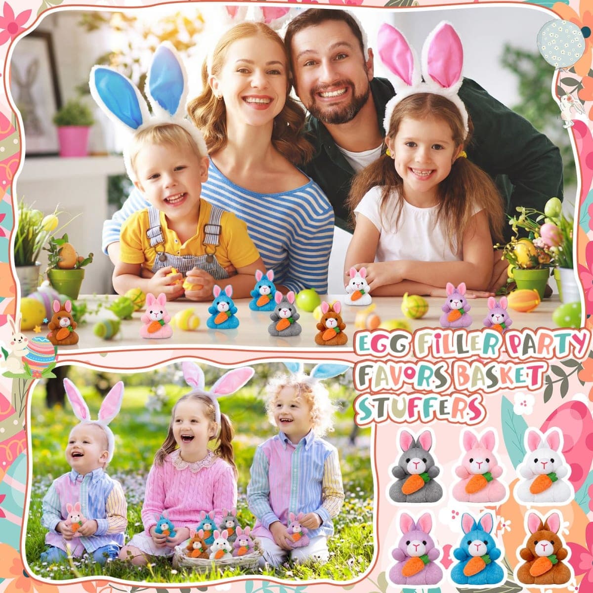 Blueweenly 24 Pcs Easter Bunny Plush Bulk Mini Bunnies Stuffed Animals Small Plush Rabbit Mini Keychains Easter Basket Stuffers Spring Egg Gifts for Prizes Goodie Bag Fillers Party Favors thumbnail 2