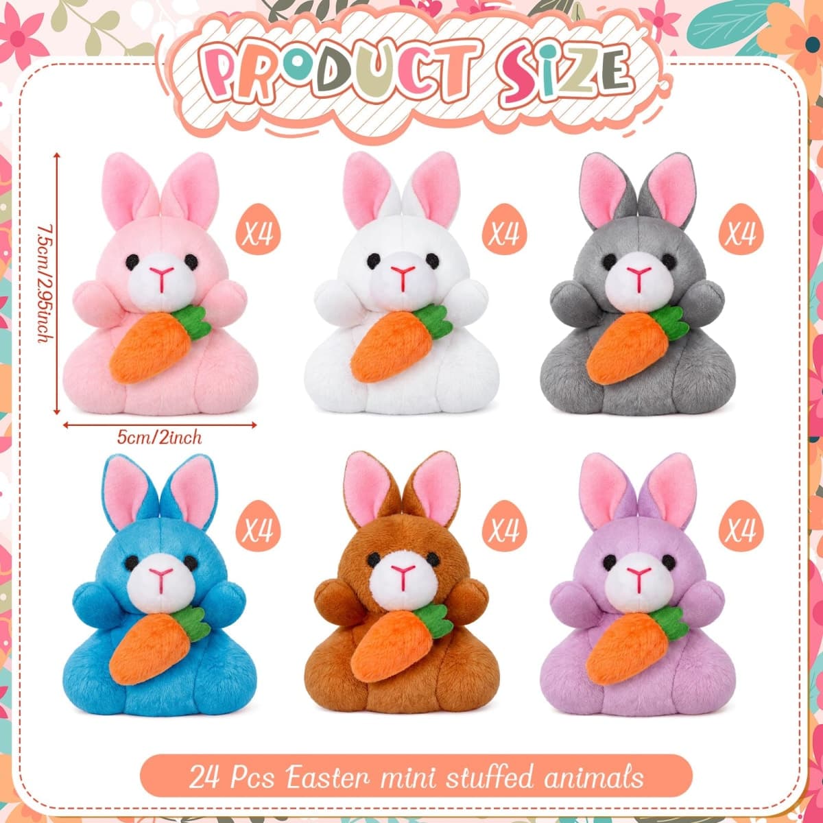 Blueweenly 24 Pcs Easter Bunny Plush Bulk Mini Bunnies Stuffed Animals Small Plush Rabbit Mini Keychains Easter Basket Stuffers Spring Egg Gifts for Prizes Goodie Bag Fillers Party Favors thumbnail 4