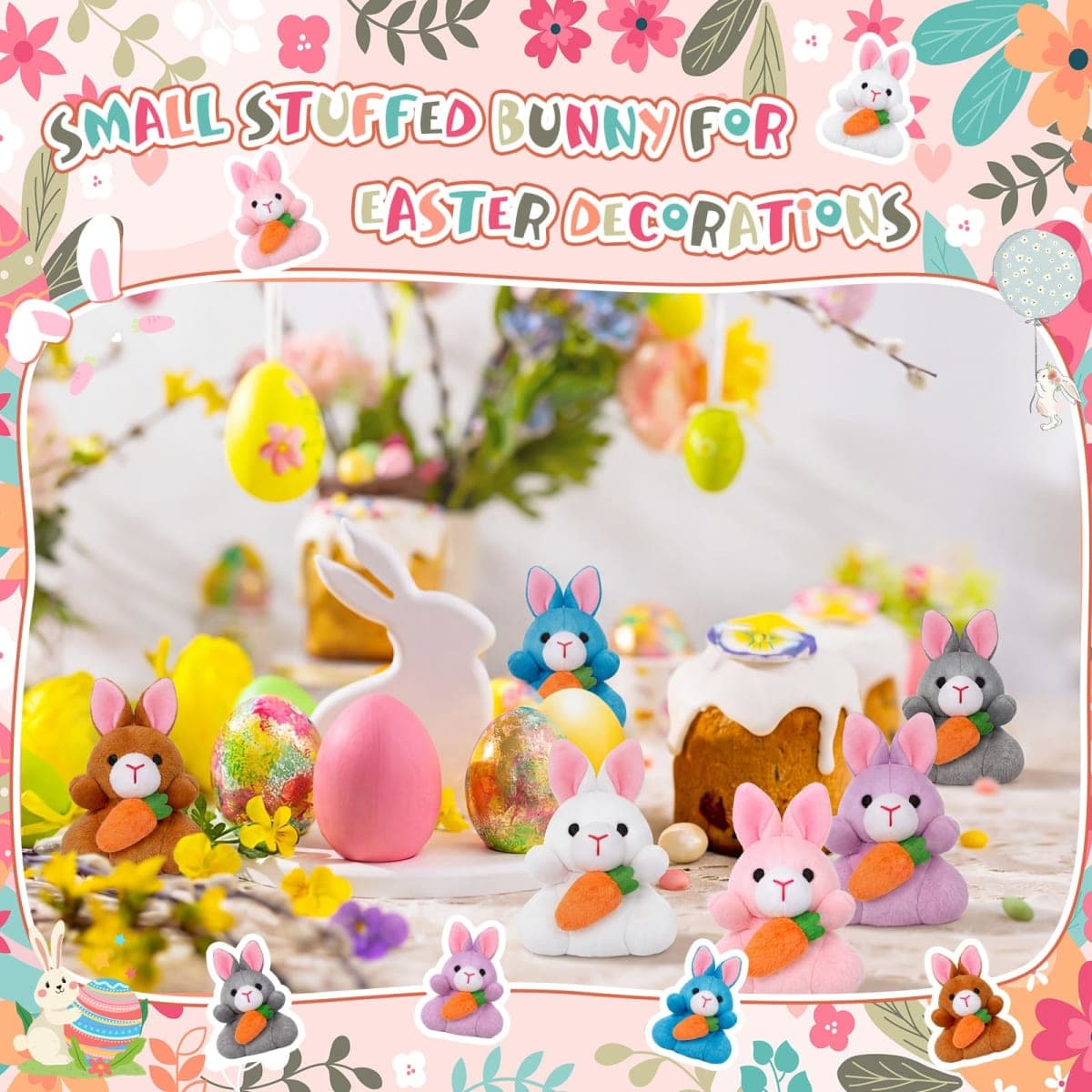 Blueweenly 24 Pcs Easter Bunny Plush Bulk Mini Bunnies Stuffed Animals Small Plush Rabbit Mini Keychains Easter Basket Stuffers Spring Egg Gifts for Prizes Goodie Bag Fillers Party Favors thumbnail 5