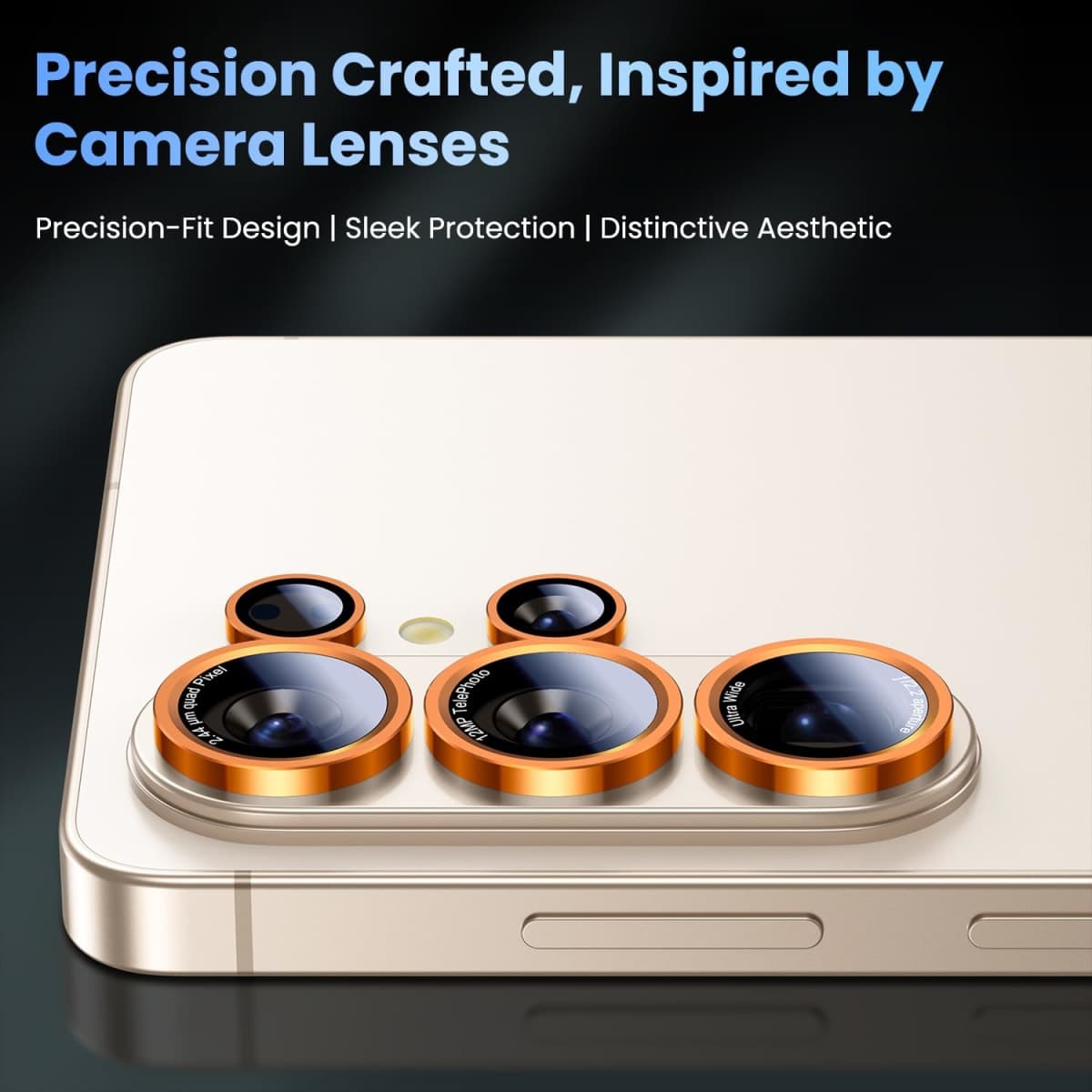 Uyiton for Samsung Galaxy S26 Ultra Camera Lens Protector - [Case-Friendly][Not Easy to Break][Ultra-Thin] Military-Grade Tempered Glass with Aluminum Metal Rear Camera Screen Cover - Orange thumbnail 3