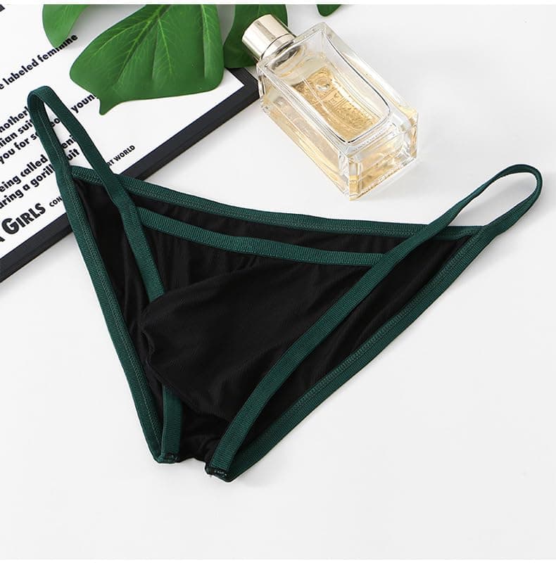 TAPUU Mens G String Underwear, Micro Ice Silk Bikini Briefs (Black/Grey/Green/Pink/Blue 5-Pack, XL) thumbnail 4
