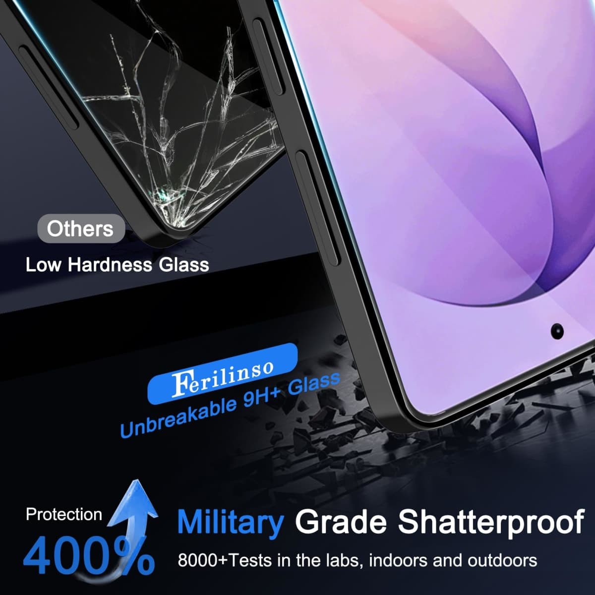 Ferilinso [Auto Dust Install] 3 Pack Screen Protector for Samsung Galaxy S26 Ultra, Military Grade Shatterproof, with 3Pack Tempered Glass Camera Lens Protector, Phone Case Friendly Accessories thumbnail 3