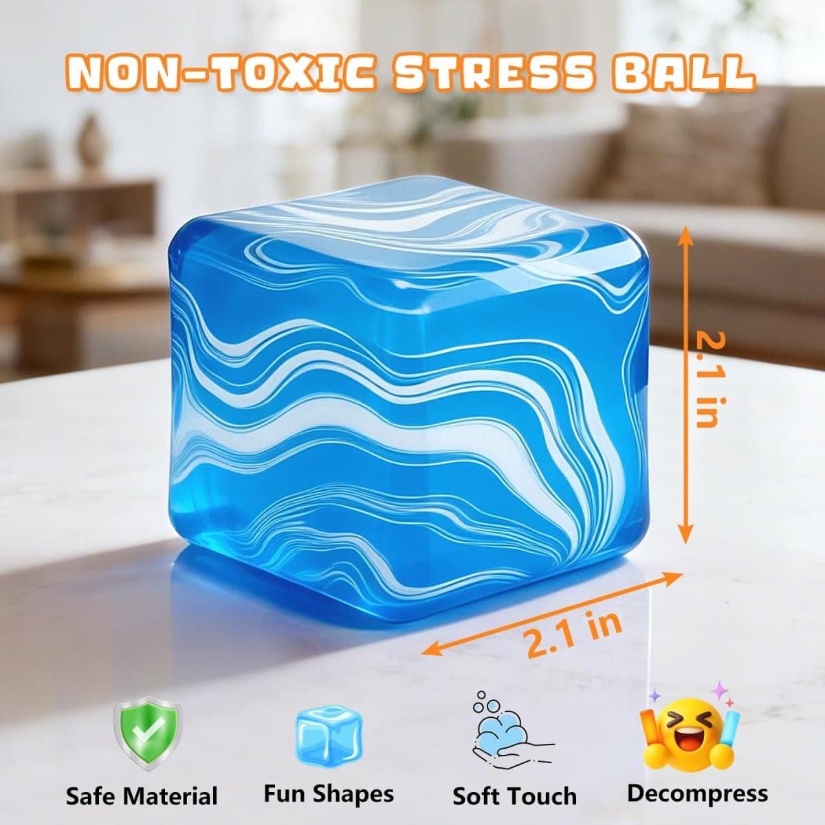 2.1" Flow Texture-Cube Squishy Toy, Slow Rising Anti-Stress Fidget Cube for Kids and Adults, Portable Sensory Fidget Toy for Anxiety Relief, Desk Decor Gift for School, Office, Travel.（Pink） thumbnail 2