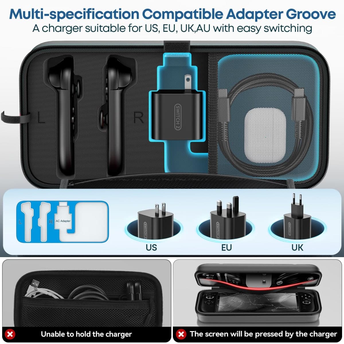 Switch OLED Carrying Case Compatible with Nintendo Switch & OLED, Portable Switch Travel Carry Case Fit for Joy-Con and Adapter, Hard Shell Protective Switch Pouch Bag with 20 Games, Green thumbnail 2
