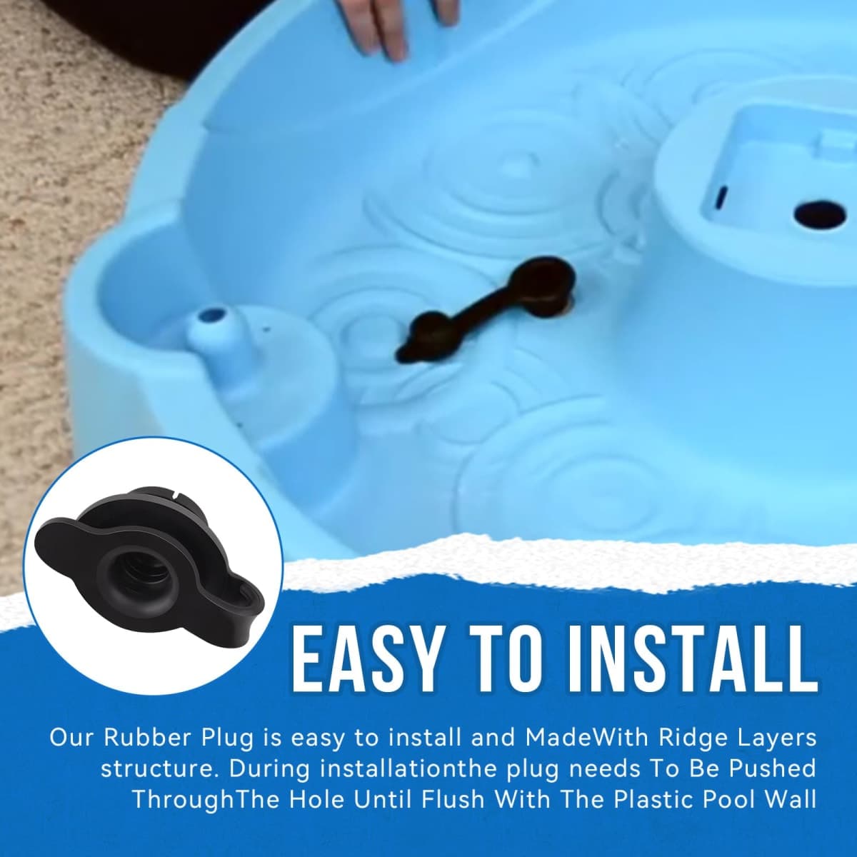 SeDeplacer 1inch Rubber Plug/Water Table Plug Compatible with Step 2 Pool, Fits for Big Splash Pool & Little Tikes Pools, Only for The Hole to Be Pluged is 1-Inch Wide thumbnail 4