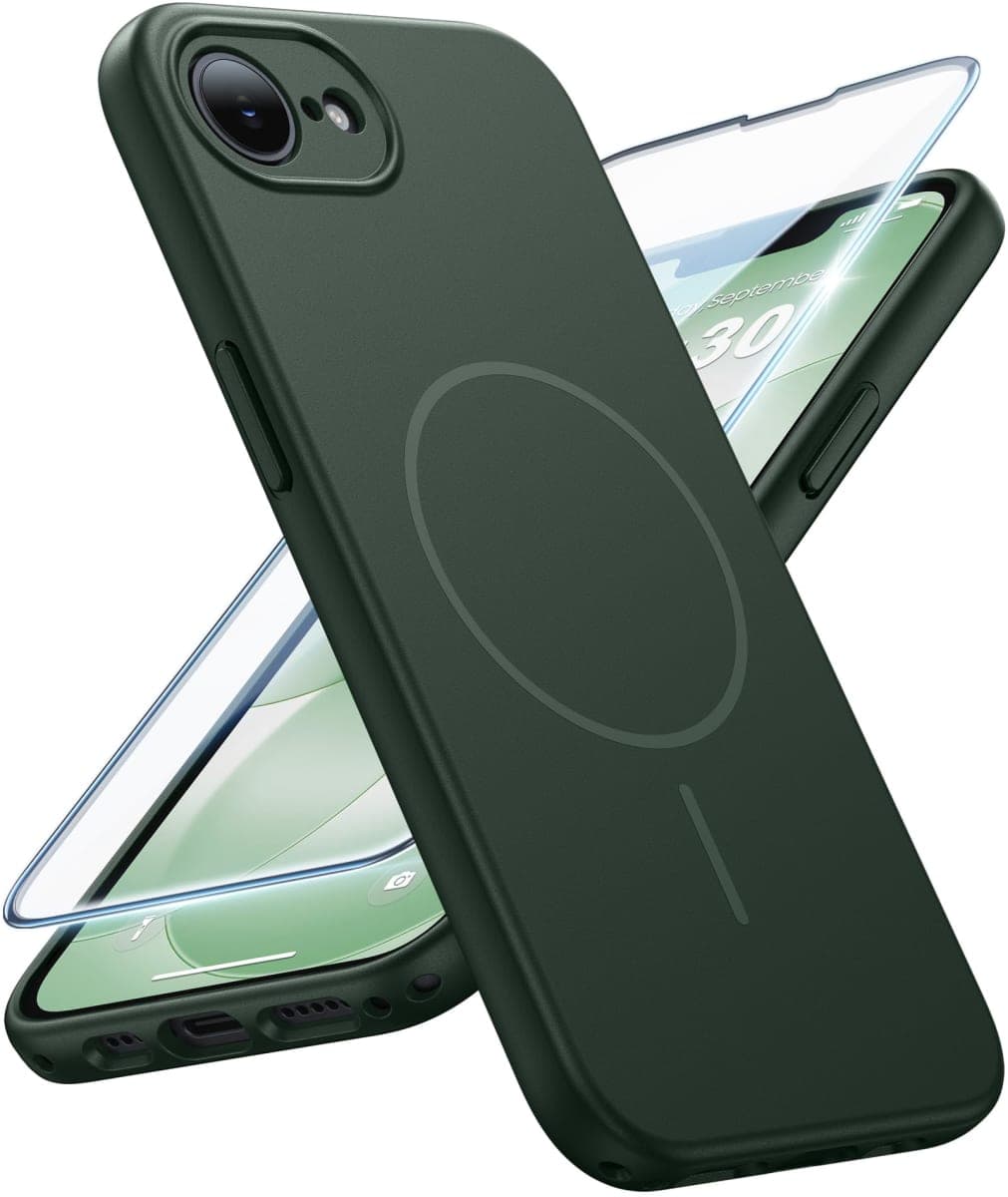 FNTCASE for iPhone 17e Case Green: [Compatible with Magsafe] [Magnetic Phone Cover with Screen Protector] [Full Camera Protection] Military Grade Shockproof Protective for 17 e, 6.1 inch — image 1