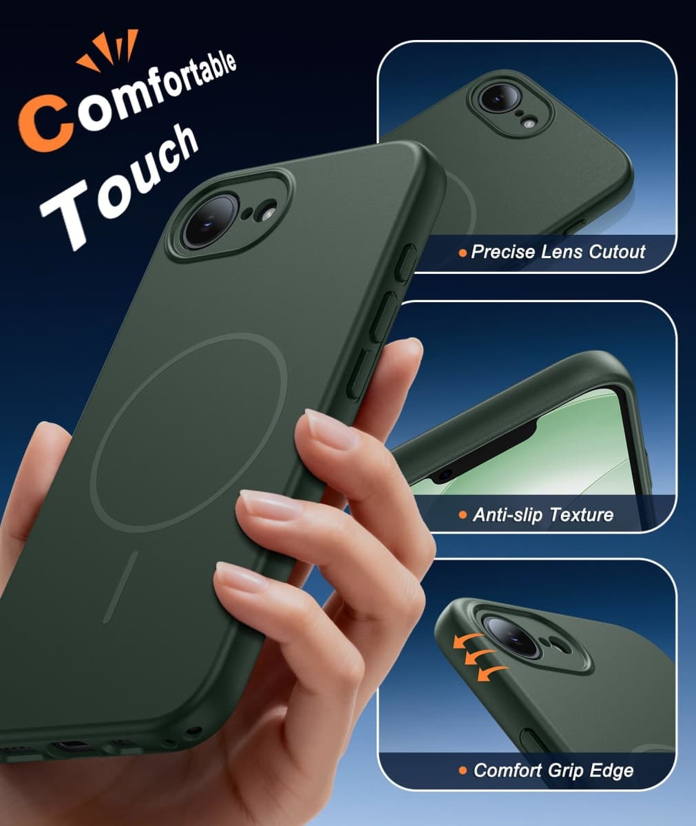FNTCASE for iPhone 17e Case Green: [Compatible with Magsafe] [Magnetic Phone Cover with Screen Protector] [Full Camera Protection] Military Grade Shockproof Protective for 17 e, 6.1 inch thumbnail 5