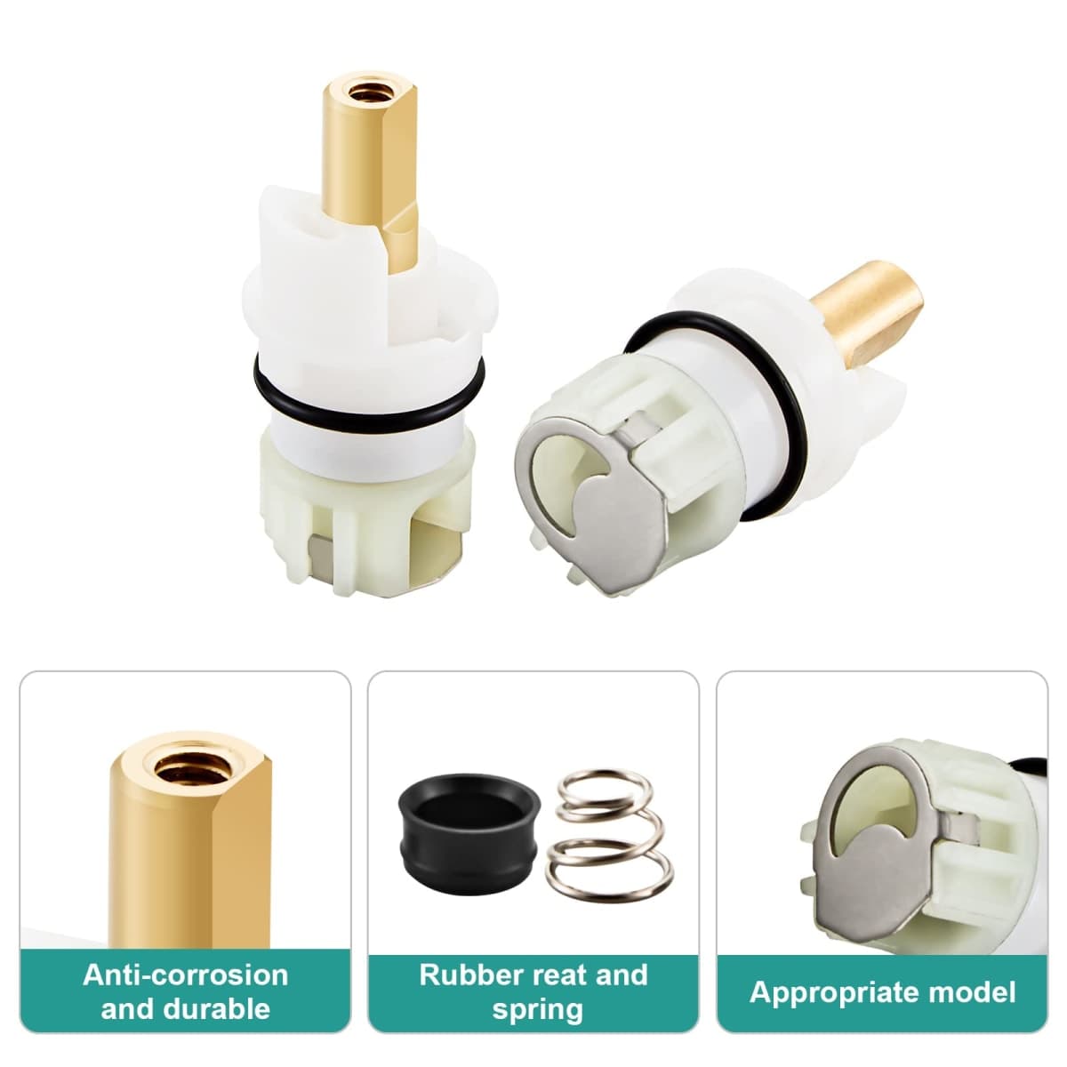 RP25513 faucet stem assembly, Replacement Kit for two handle faucet repair kit, Includes RP4993 Seats and Springs, 4 Pack thumbnail 2