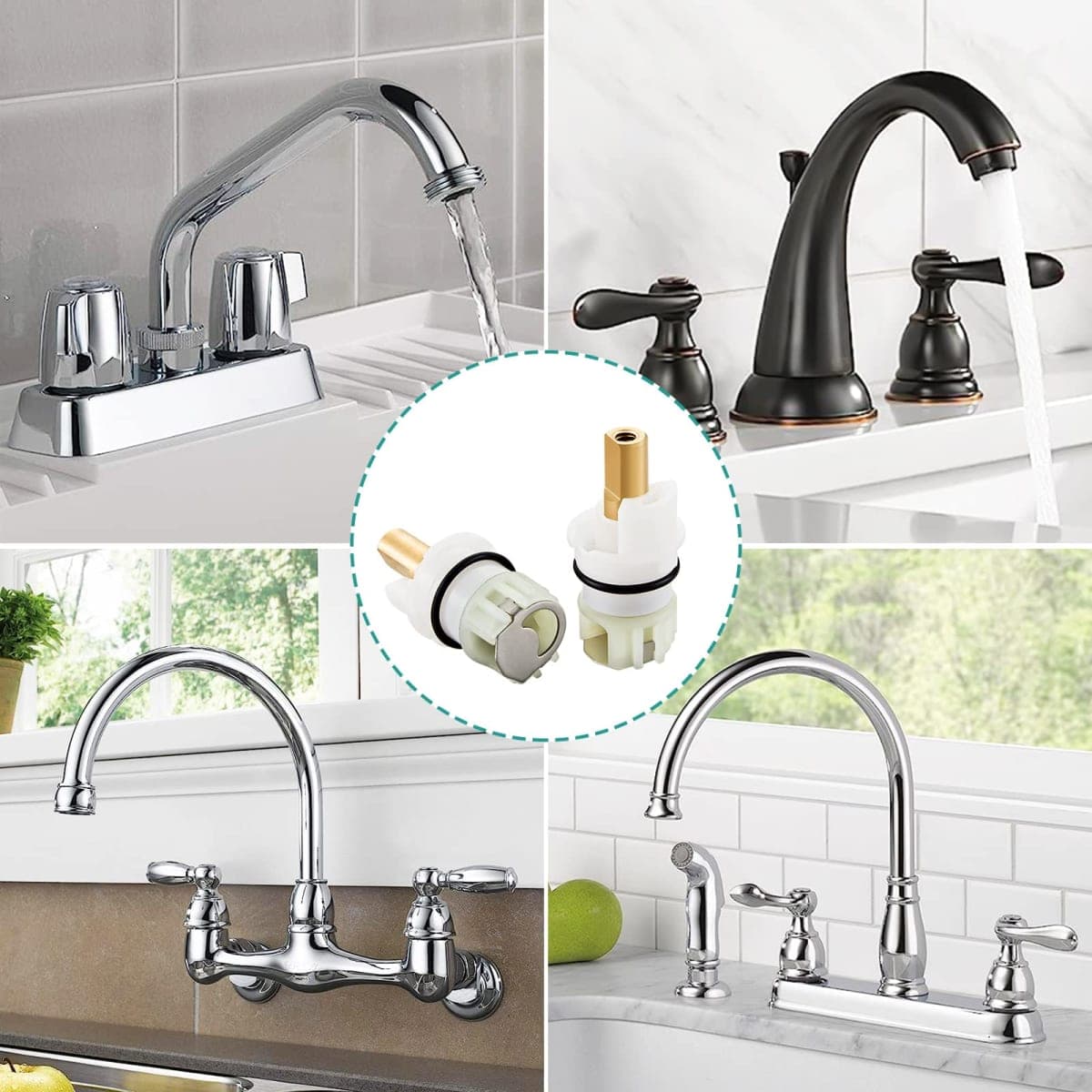 RP25513 faucet stem assembly, Replacement Kit for two handle faucet repair kit, Includes RP4993 Seats and Springs, 4 Pack thumbnail 4