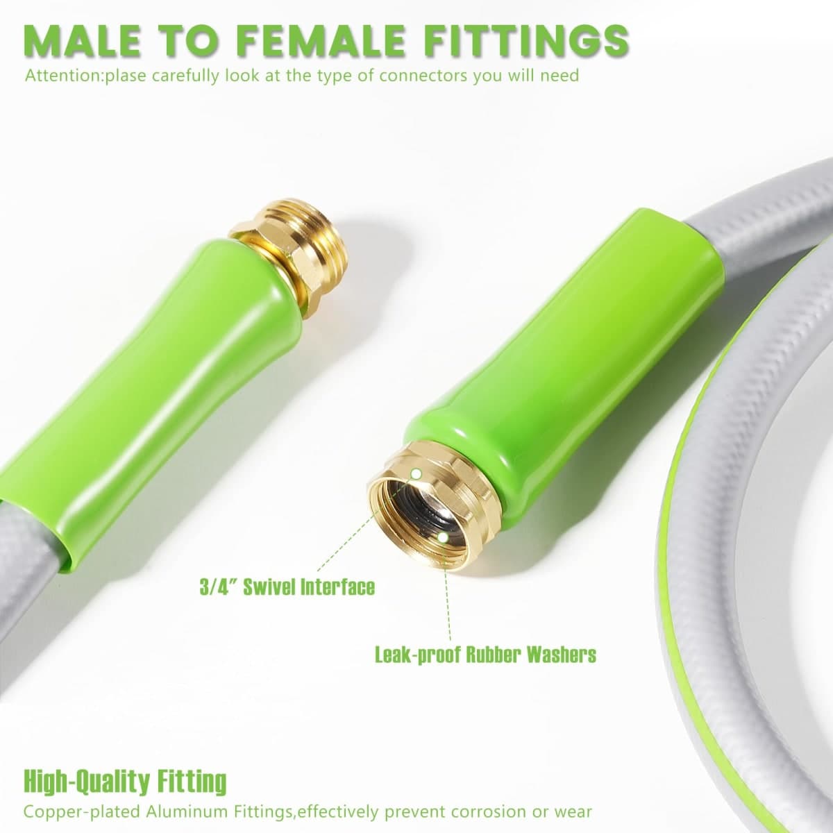 SheeChung Short Garden Hose 2ft x 5/8",Leader Hose for Hose Reel Faucet,Short RV Water Hose Heavy Duty,Lightweight Rubber Small Hose,Hose Extension,3/4"Brass Fittings,Male to Female Hose thumbnail 3