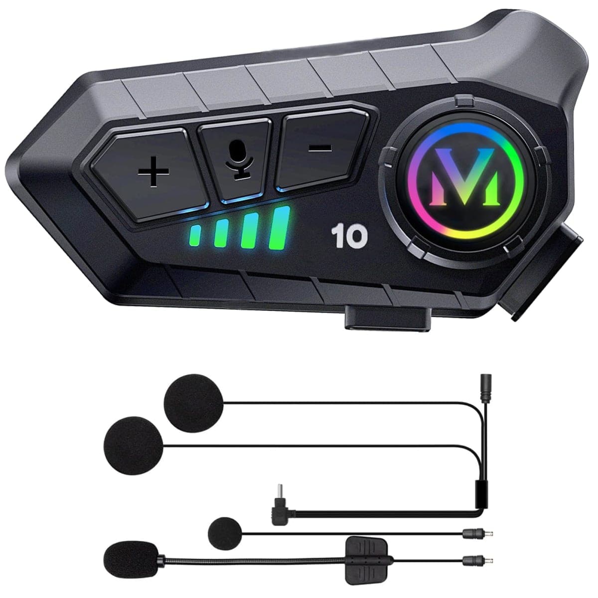 Motorcycle Helmet Speakers - Super Long Battery Life, Helmet Headphones Single Use Headset with Soft/Hard Mic,IPX6 Automatic Answer/Music Control/Intelligent Noise/Wake up Siri - Y10