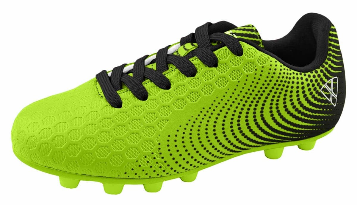 Vizari Stealth Boys Girls Soccer Cleats | Youth Firm Ground Athletic Outdoor Football Shoes for Toddler, Little Kid, Big Kid | Lightweight & Durable Green/Black