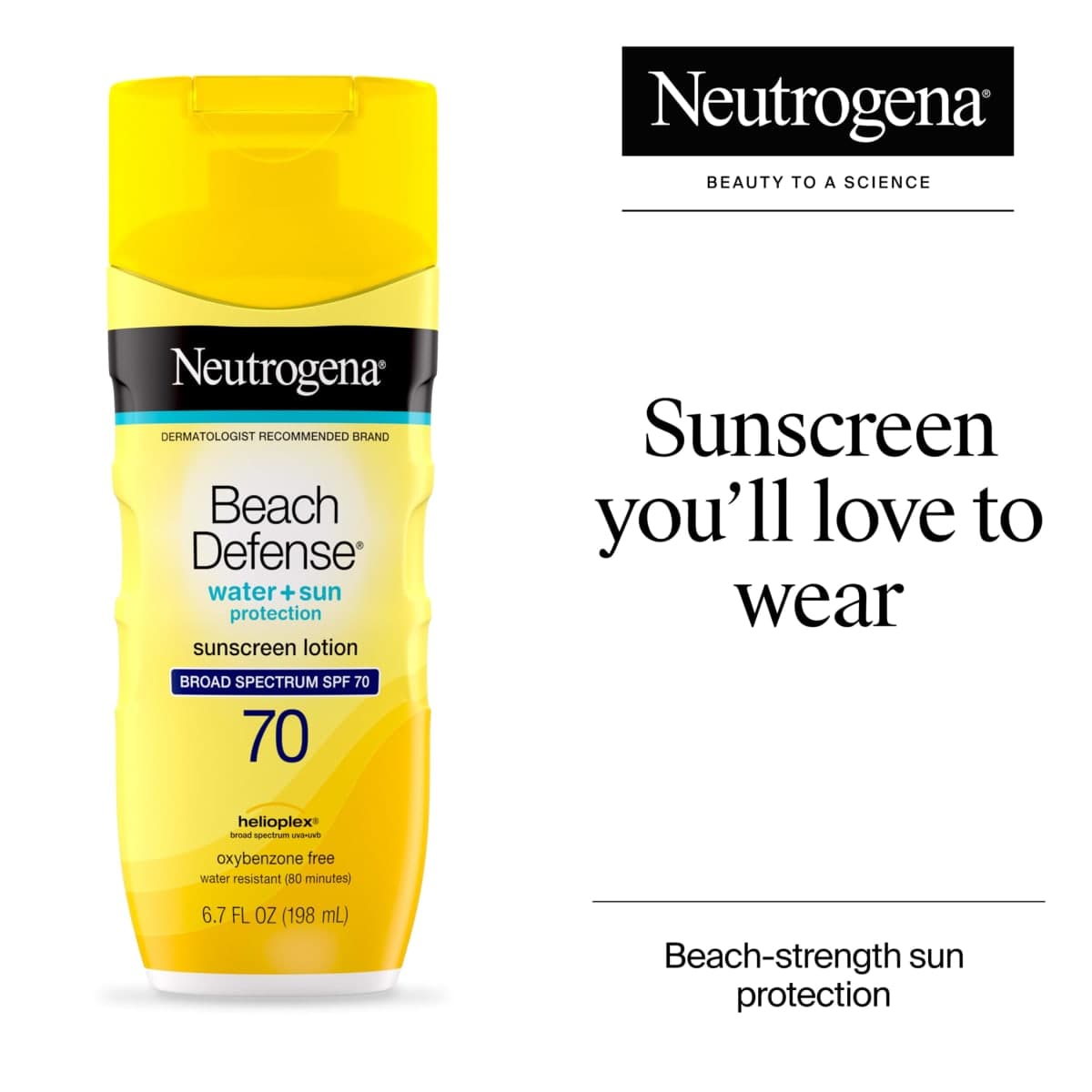 Neutrogena Sunscreen Lotion Beach Defense SPF 70, Face and Body Sunscreen, Hawaii Reef Act 104 Compliant, Octinoxate & Oxybenzone Free, Oil Free, Fast Absorbing Sun Care, 6.7 fl oz, Twin Pack thumbnail 2