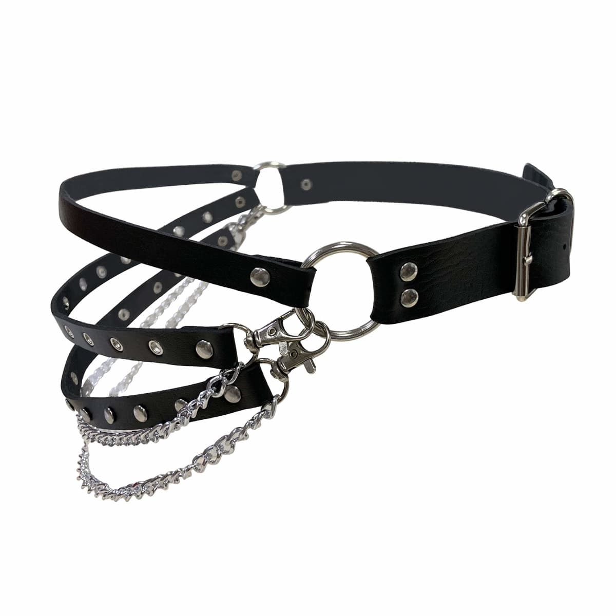 MILAKOO Women's Body Chain Belt Leather Gothic Punk Waist Black Chains Belt Adjustable, 2: Length:38.5", Length:38.5" — image 1