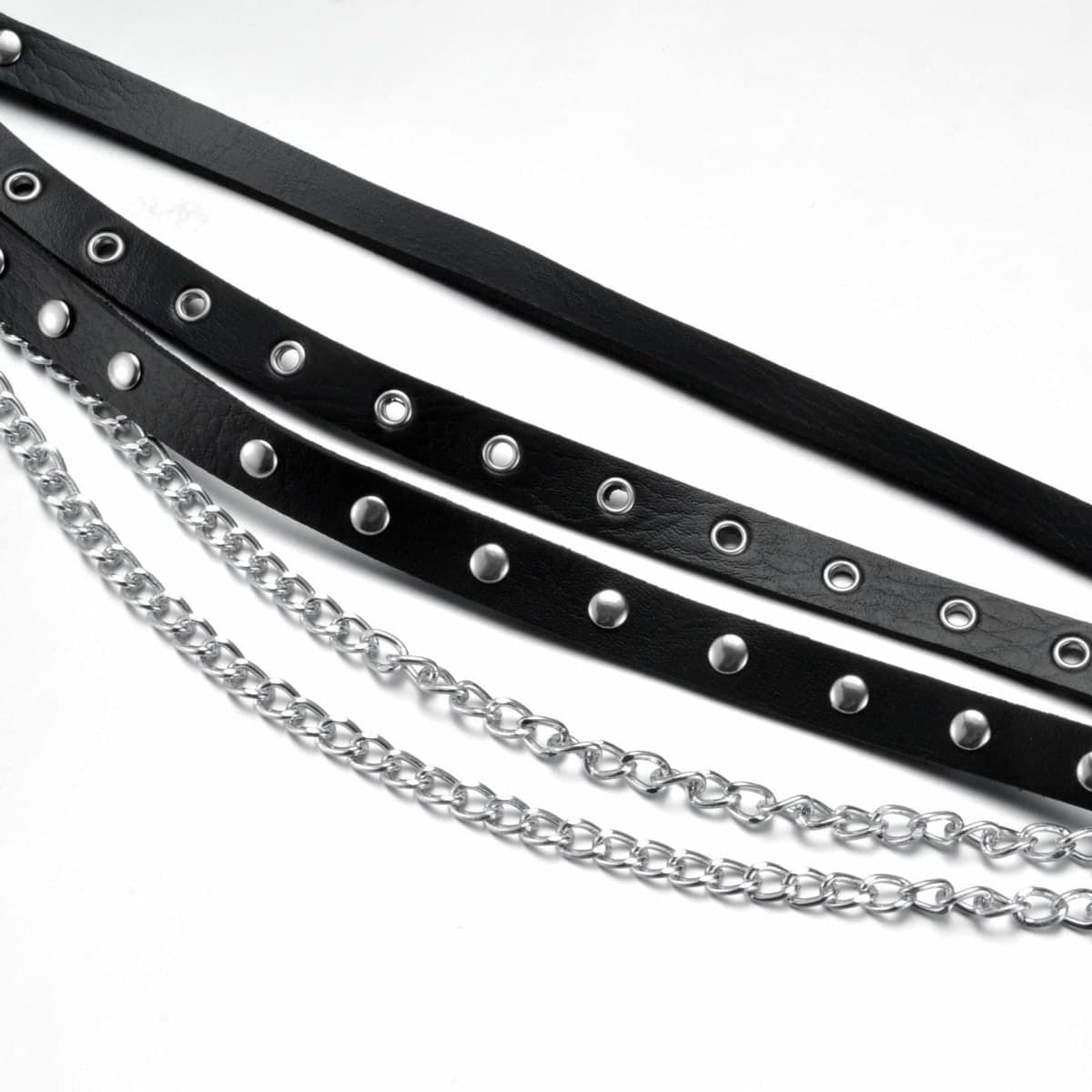 MILAKOO Women's Body Chain Belt Leather Gothic Punk Waist Black Chains Belt Adjustable, 2: Length:38.5", Length:38.5" thumbnail 2