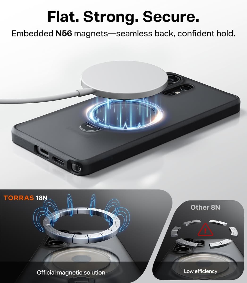 TORRAS Q3 Spin for Samsung Galaxy S26 Ultra Case with 360 Magnetic Stand, Fit for Magsafe, 4X Military-Grade Shockproof S26 Ultra Phone Case with Kickstand, Translucent Frosted Black thumbnail 5