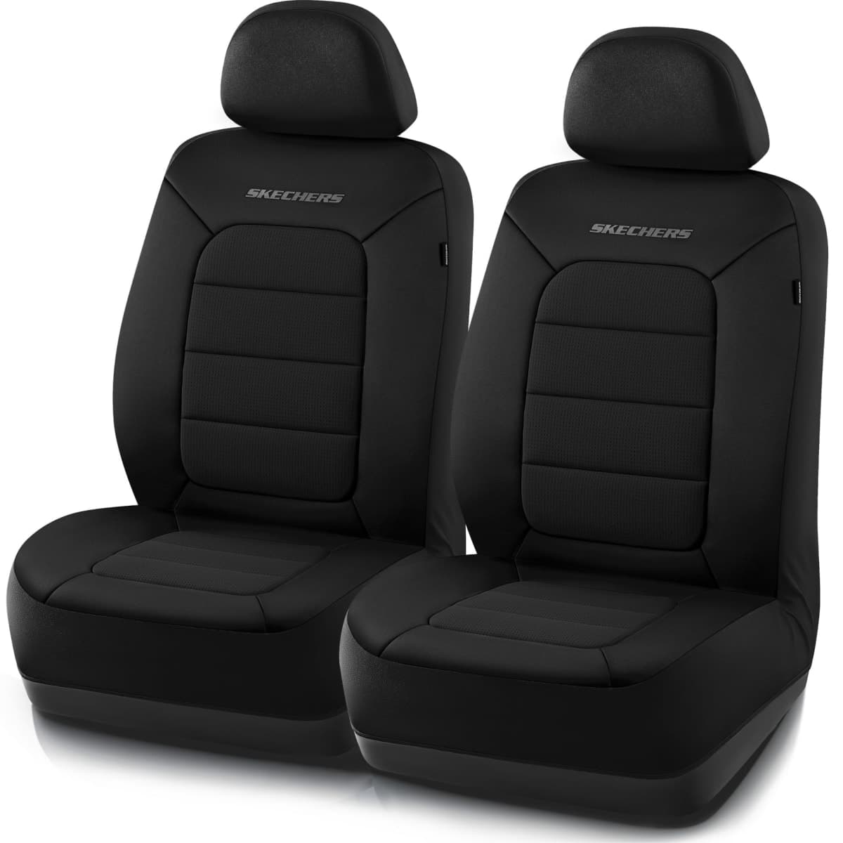 Skechers Memory Foam Car Seat Covers,Thick Cool Touch Fabric Seat Covers,Slip-ins Front Seat Covers,Airbag Compatible,Automotive Comfort Protection for Most Cars,Vans,Trucks,SUV,Black — image 1