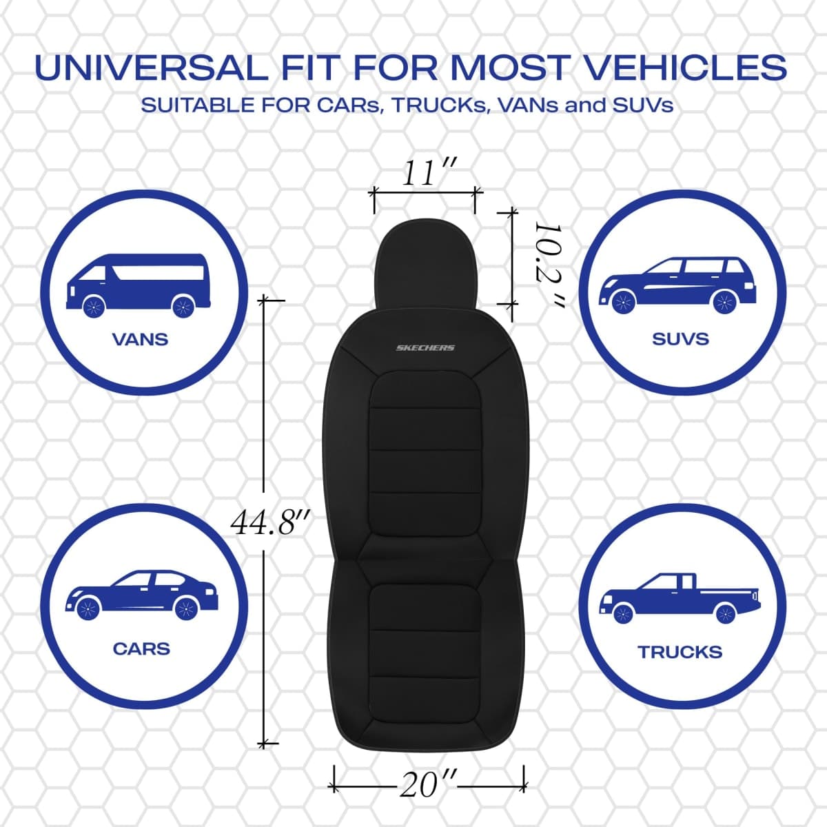 Skechers Memory Foam Car Seat Covers,Thick Cool Touch Fabric Seat Covers,Slip-ins Front Seat Covers,Airbag Compatible,Automotive Comfort Protection for Most Cars,Vans,Trucks,SUV,Black thumbnail 5