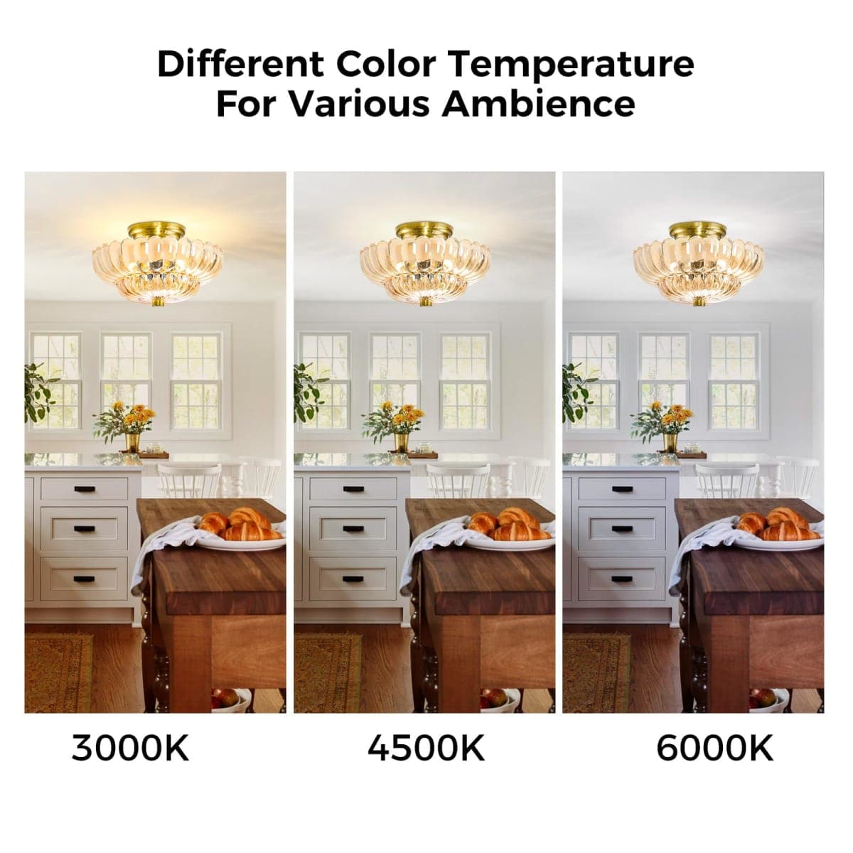 GloMuse Semi Flush Mount Ceiling Light Hallway Light Fixtures Modern Lighting Ceiling Light Fixture for Bedroom Hallway Brown 3 Light(Bulb Not Included) thumbnail 5